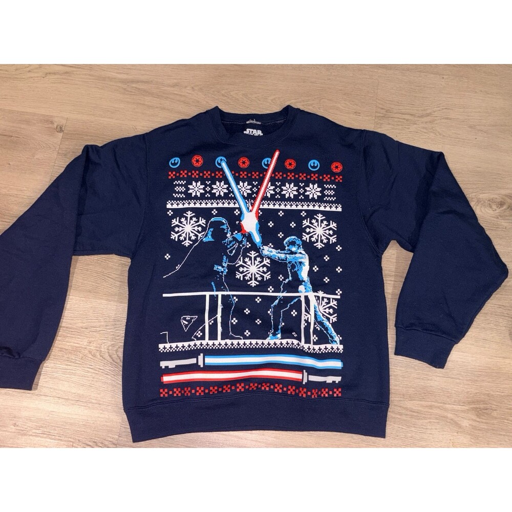Star Wars‎ Christmas Men’s Pullover Sweatshirt Duel Size Small Preowned